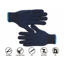 Bulk Custom Logo Design Polka Blue Cotton Knitted with Palm Double PVC Dotted Garden Work Hand Gloves Price